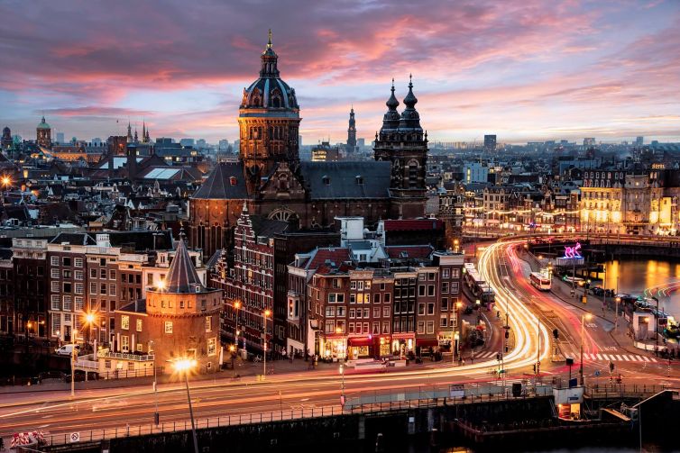 panoramic view of Amsterdam city