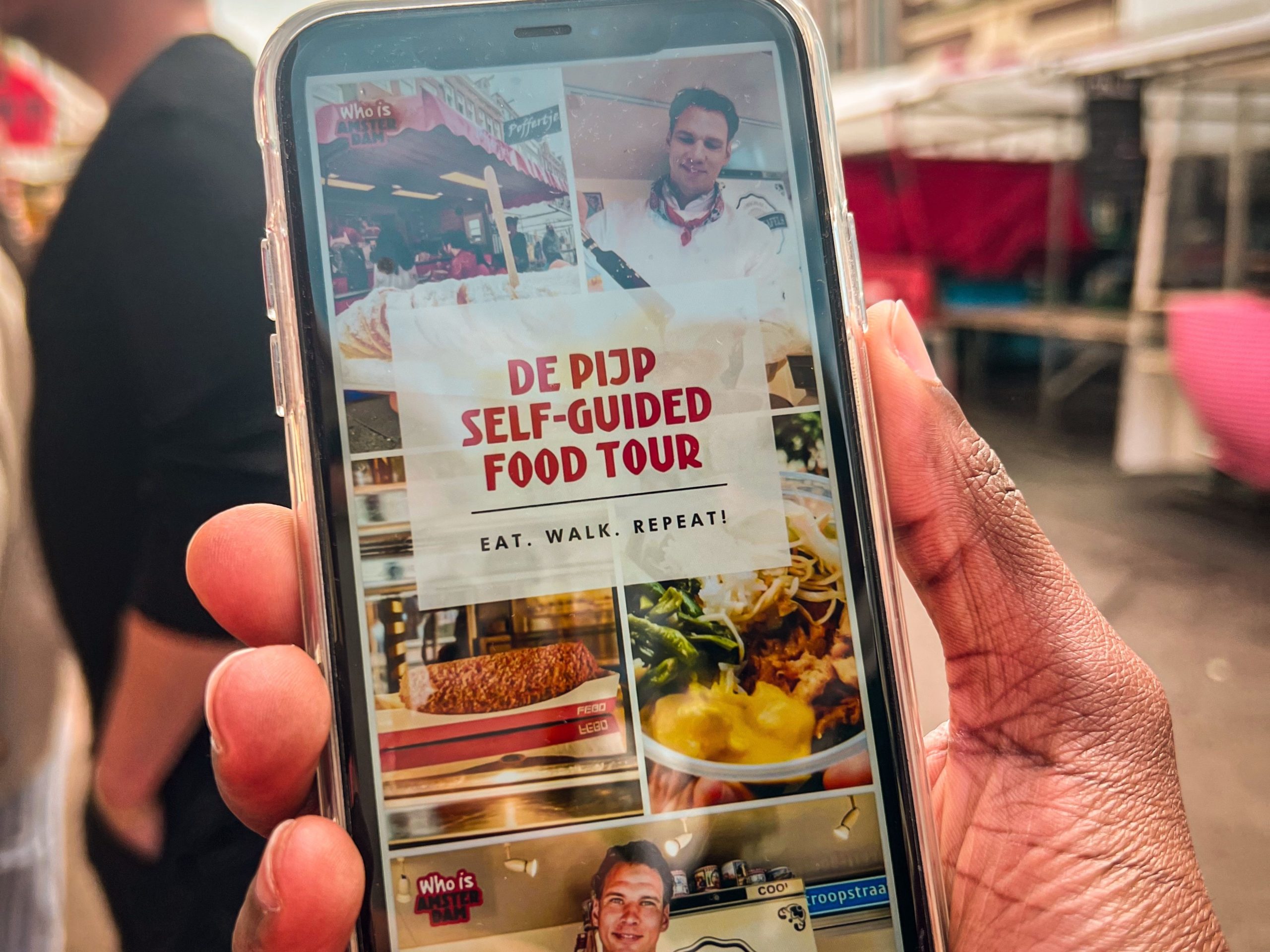 De Pijp Self Guided Food Tour Tour on Phone  scaled