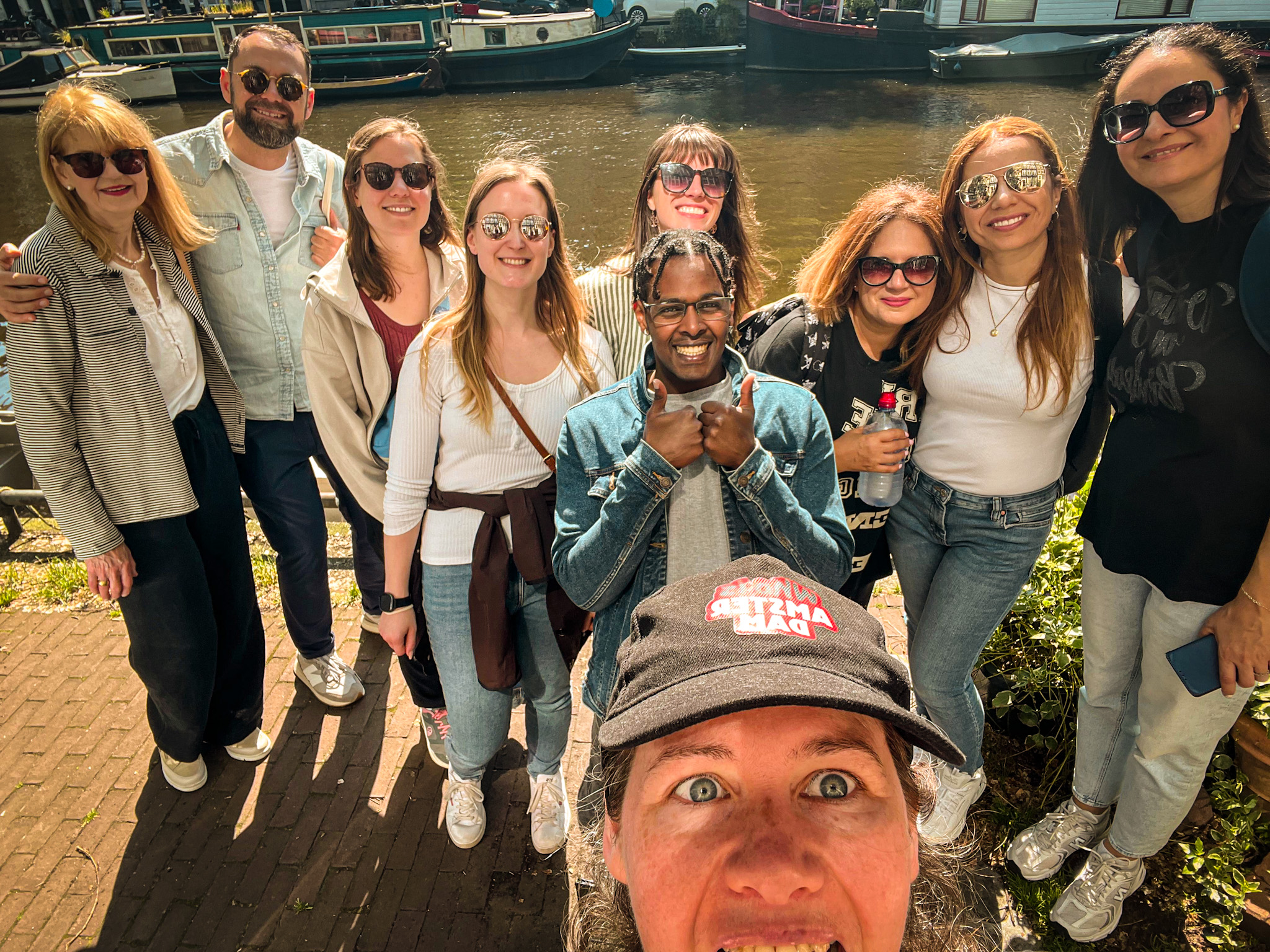 Hello Amsterdam Walking Tour Guide with group