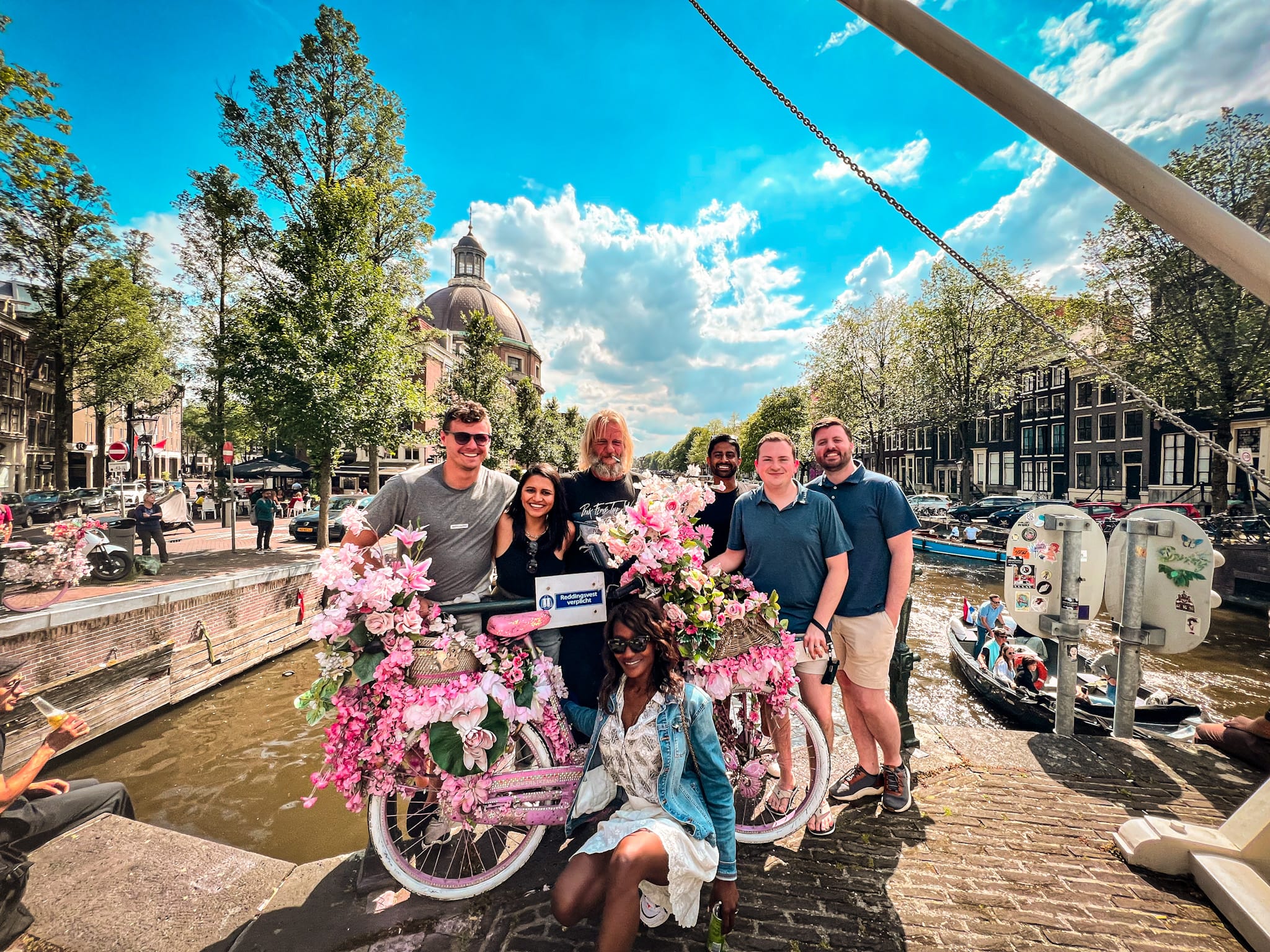 Humans of Amsterdam cultural walking tour group meeting flowerbike man 